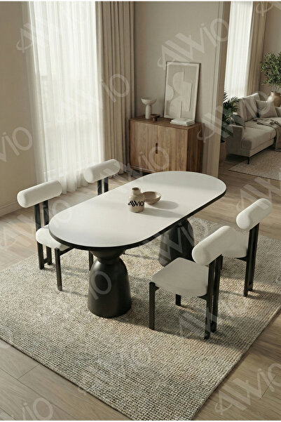 AVVİO Castella Serisi Vazo Ayak Bohem 4 'lü Metal Pofi Demonte Sandalye 80x14...