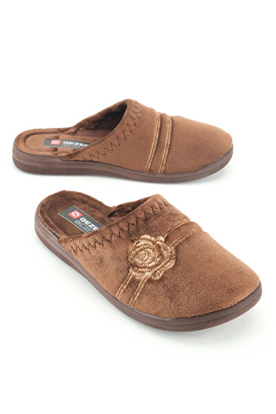 GEZER Women's Winter Pu Comfortable Sole Embroidered Design Home Garden Slippers