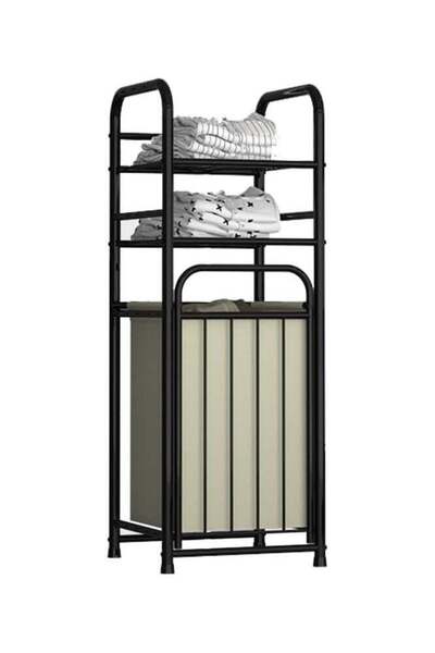 BLOOMING TIME Storage Rack With Tilting Dirty Clothes Basket (H-Laundry Hamper)