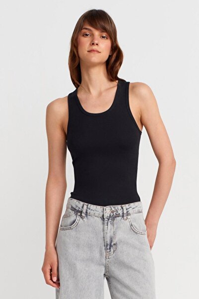 Nazen Giyim Thick Strapped Black Women's Tank Top 31805-2Y5