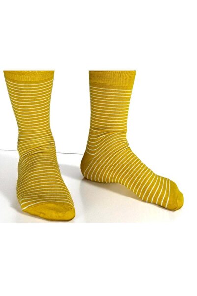 OneDay Striped socks - soft cotton, for daily and formal use, yellow - 3 pairs