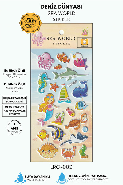 Mielibon Deniz Canlıları Temalı Sticker – Balina, Deniz Kızı ve Balık Desenli...