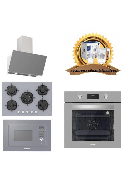 Silverline Gri Cam Ankastre Set 4'lü 3457 - CS5365S01 - BO6502S02 - MW9018S02...