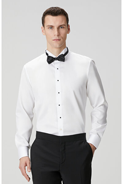 Network Non-Iron Beyaz Smokin Gömlek