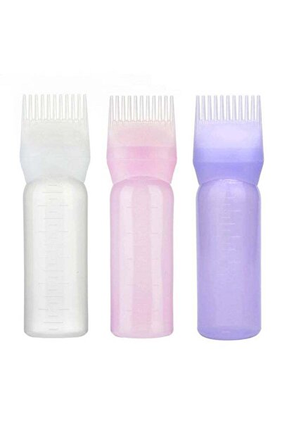 Voberry 3-Piece Hair Dye Bottle And Brush Applicator Set White/Pink/Blue 17cm