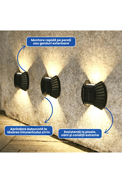 OferteTop Set of 4 Solar Wall and Fence Lights with Up-Down Lighting