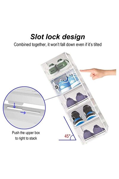 Generic 12 Pack Plastic Stackable Shoe Box Foldable Display Box Container