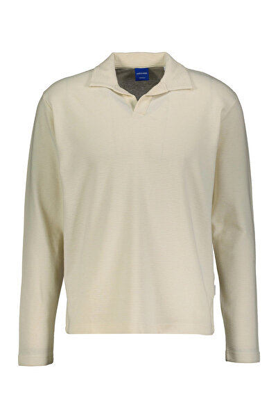 Jack & Jones جاك آند جونز JORSUMMER OTTOMAN بولو طراز LS SS255 سويت شيرت بياق...