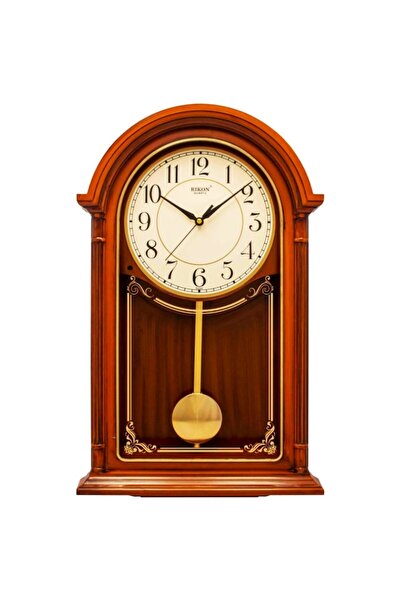 Rikon Wall Clock with Pendulum, Classic Style, 48 x 30 cm, Wood, Quartz Movement, Battery Included