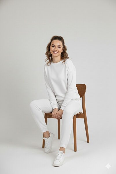 Dİ GİYİM Ecru Soft Textured Knitted Women's Set