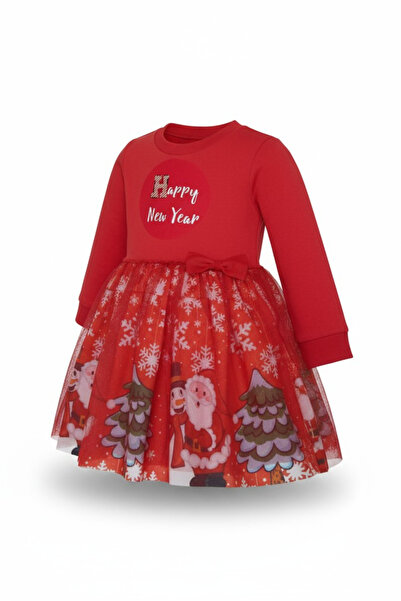 OEM Girls' dress - Festive Christmas pattern, red