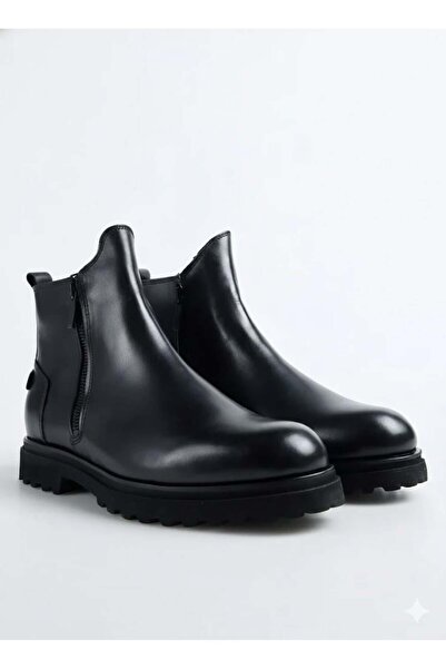 VARNAS Men's black genuine leather zippered boots - monarch