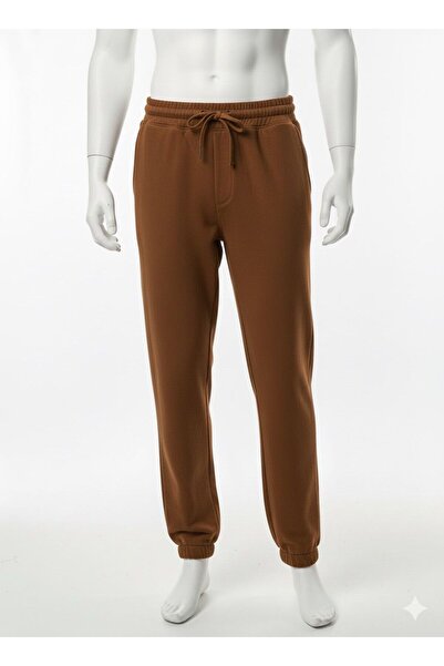 CAST COLLECTİON Men's Brown Cotton Combed Sweatpants