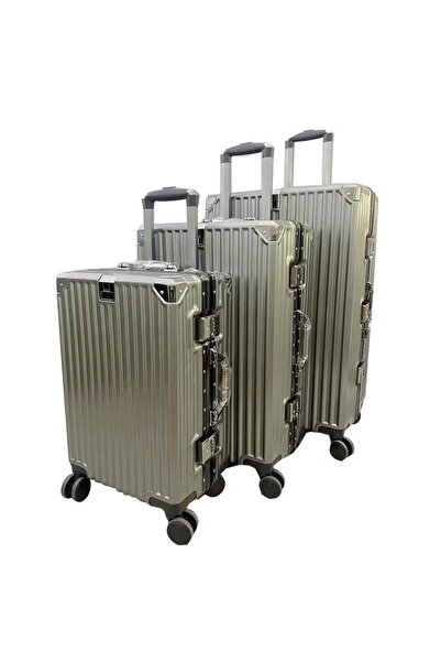 NKX Set of Three Aluminum Hard Shell Trolley Suitcases with 4 Spinner Wheels Size 20*24*28 Inchs