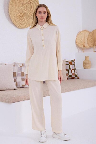Nazen Giyim Transparent Stone Linen Women's Suit Ma24.14-2Y5