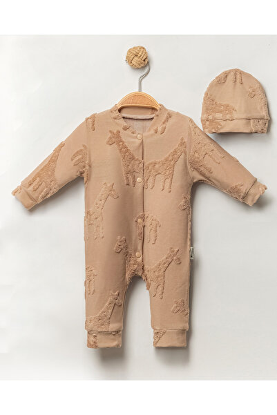 KİDSERİA ZÜRAFA DESENLİ JAKAR KUMAŞ ERKEK BEBEK TULUM