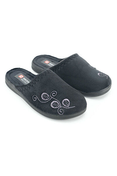 GEZER Women's Winter Pu Comfortable Sole Embroidered Design Home Garden Slippers