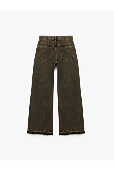 Koton Buttoned Pocket Wide Leg Washed Jean Trousers - Wide Leg Jeans