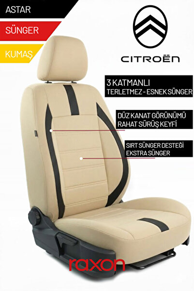 Raxon غطاء مقعد سيارة سيتروين نبتون سيريز 2+1 متوافق مع التاي تي يو - تصميم ف...