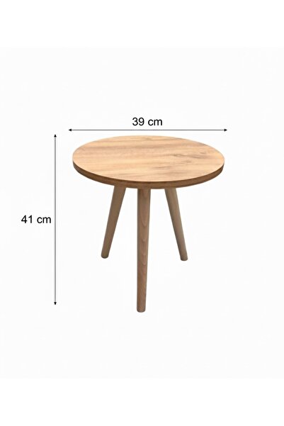 MİRRORSS Yuvarlak Atlantik Çam Yan Sehpa - İskandinav Tarzı Modern Dekoratif...