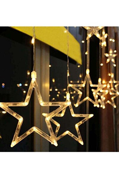 Generic LED Star Curtain String Lights, 138 LEDs, 8 Modes, Waterproof, Gold