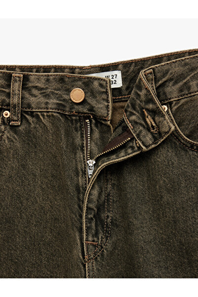 Koton Buttoned Pocket Wide Leg Washed Jean Trousers - Wide Leg Jeans