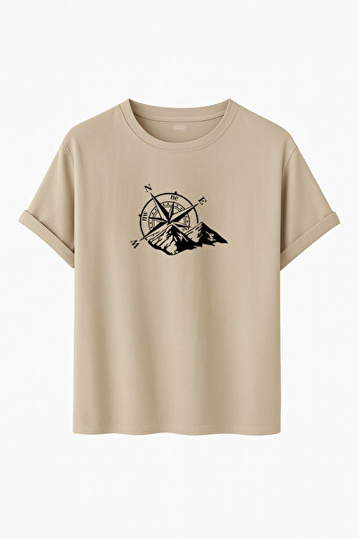 noetr Compass Mountain Printed Outdoor Adventure Themed Oversized Regular Fit Unisex T-Shirt