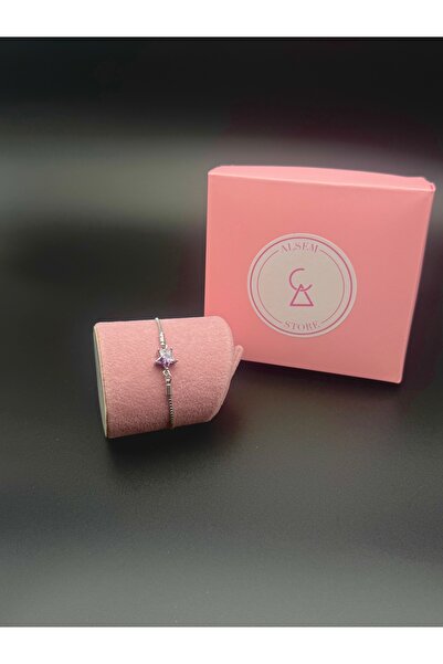 Alsem سوار نجمة من حجر الزركون الأبيض اللامع |   سوار قابل للتعديل باللونين ا...