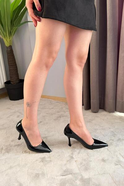 asmi shoes Women's Adel Black Patent Leather 7 cm Thin Heeled Stiletto