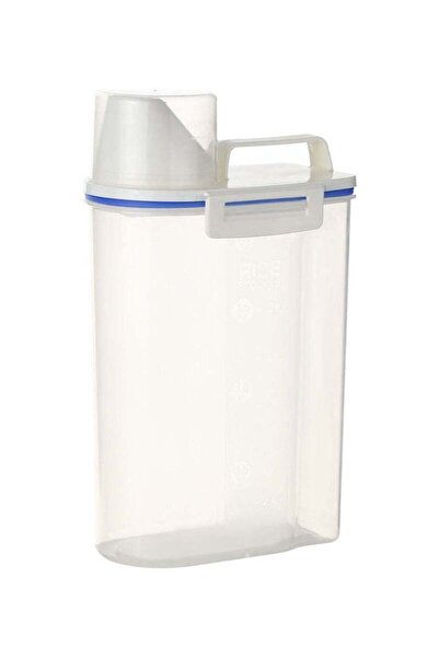 Generic صندوق تخزين أرز بلاستيكي محمول سعة 2 لتر مع كوب قياس - أبيض