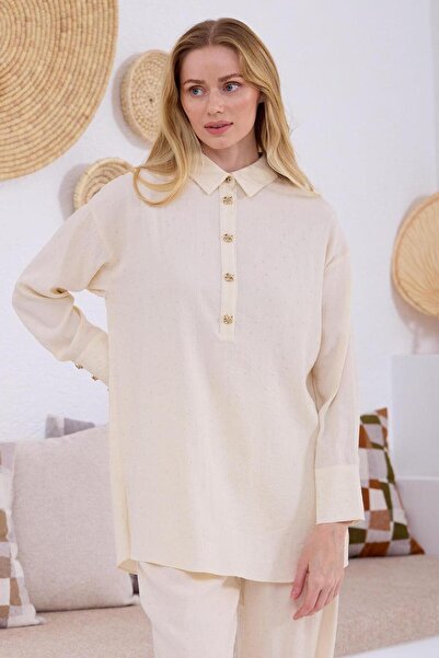 Nazen Giyim Transparent Stone Linen Women's Suit Ma24.14-2Y5