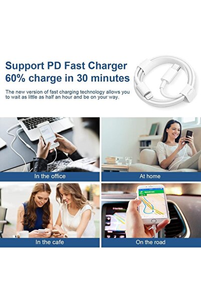 YONK iPhone Fast Charger Lightning Cable [Apple MFi Certified] 2-Pack USB-C to Lightning Cable