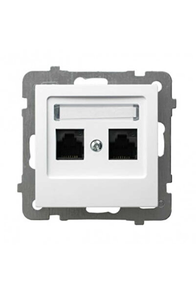 OSPEL Priză dublă de calculator albă tip p/t cat. 5e fără ramă