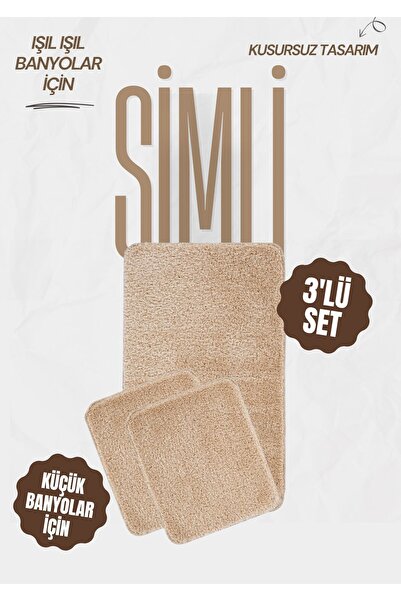 EUROBANO Synergy Silvery Washable Latex Non-Slip Base 3-Piece Bath Mat 80X580 50X40 50X40