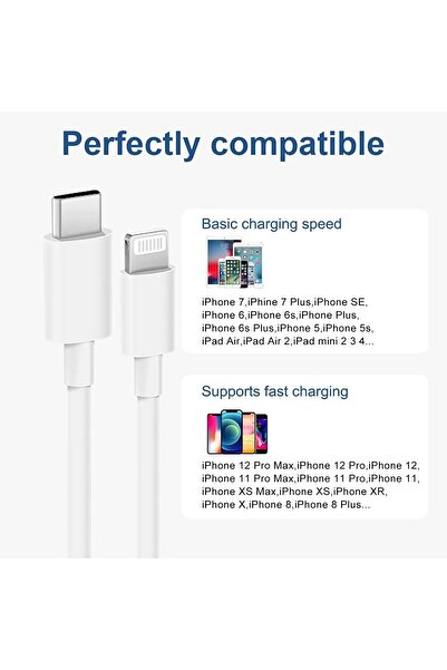 YONK iPhone Fast Charger Lightning Cable [Apple MFi Certified] 2-Pack USB-C to Lightning Cable
