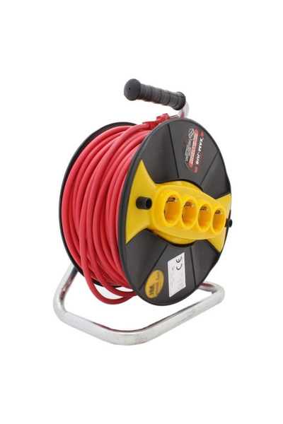 Sanlux Prelungitor electric 50m, pe rola cu tambur, 50m, 3x2.5mm, 4 prize, 3500W