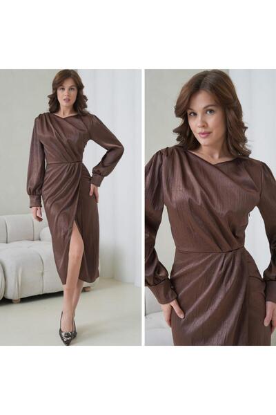 CİXAPLE Σατέν φόρεμα με διπλό στήθος