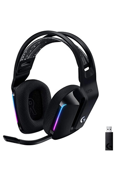 logitech Casti gaming wireless G733, ultrausoare, Lightsync RGB, Negru
