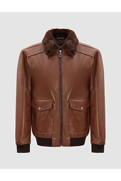 İLVİ Clay Genuine Leather Tan Men's Coat