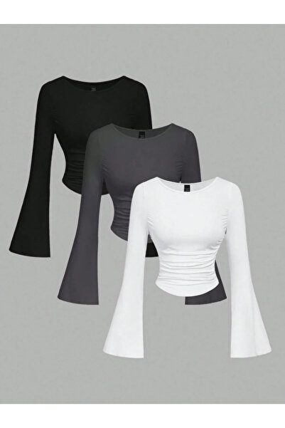 npLStore Kadın Geniş Yaka Basic İspanyol Kollu Body