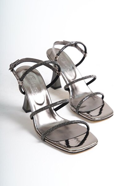 asmi shoes Women's Platinum Stone 9 cm Heeled Evening Dress Shoes