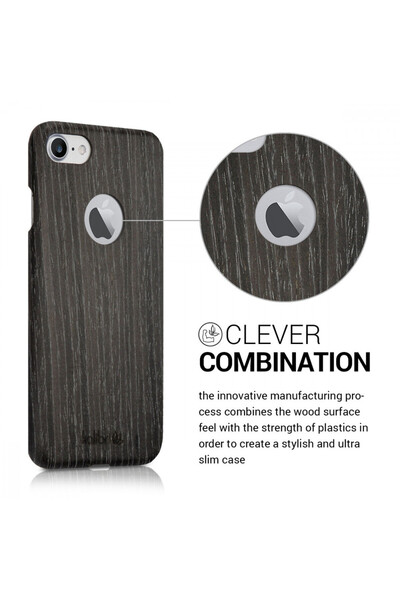 kalibri Case compatible with Apple iPhone 8 / iPhone 7 / iPhone SE 2, Wood, Gray, 39343.73