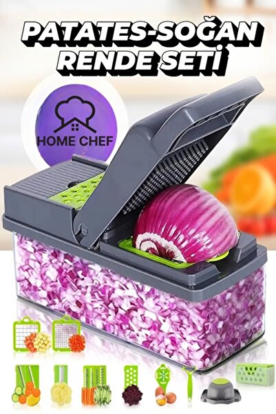 Uniquem Patates Soğan Rendeleme Seti Home Chef Serisi 15 Parça Rende Doğrama Seti