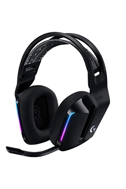logitech Casti gaming wireless G733, ultrausoare, Lightsync RGB, Negru