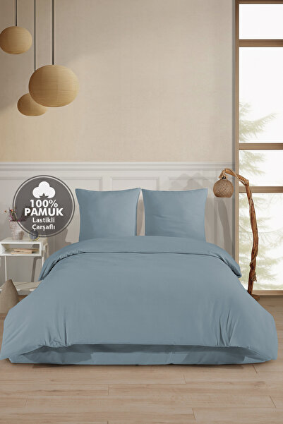 Cote Blanc Plain 100% Cotton Flannel Single Size Fitted Sheet Duvet Cover Set