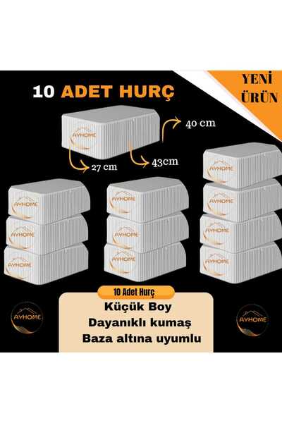 AYHOME 10 Adet Antrasit Çizgili Çekyat Ve Baza Altı Hurç -43 X 40 X 27 Cm Kiy...