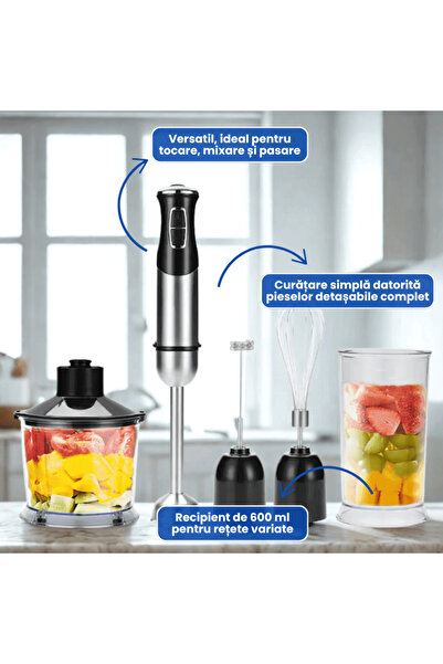 OferteTop 5-in-1 Vertical Blender Set with Steel Blades and Grinding, Chopping, Pureeing, etc. Functions (800W)