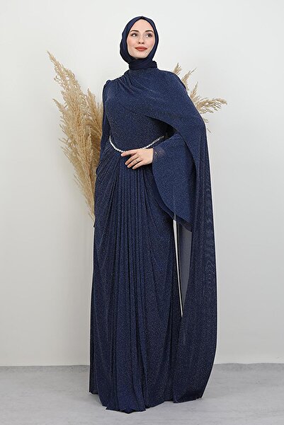 GİYZAMİLA Βραδινό φόρεμα Minel Jarse Navy Blue