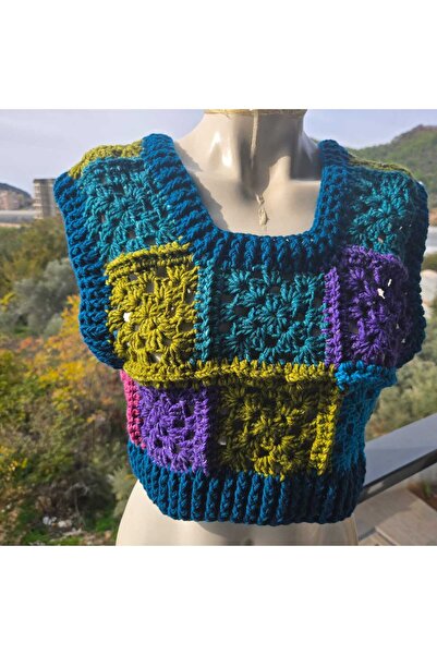 BohemCRAFTCK Bohem Tarz Tığ Örgü Motifli Süveter