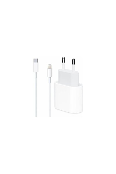 Apple iPhone Uyumlu 20W Usb-C Güç Adaptörü + Usb-C Lightning Şarj Kablosu Seti 1 Metre